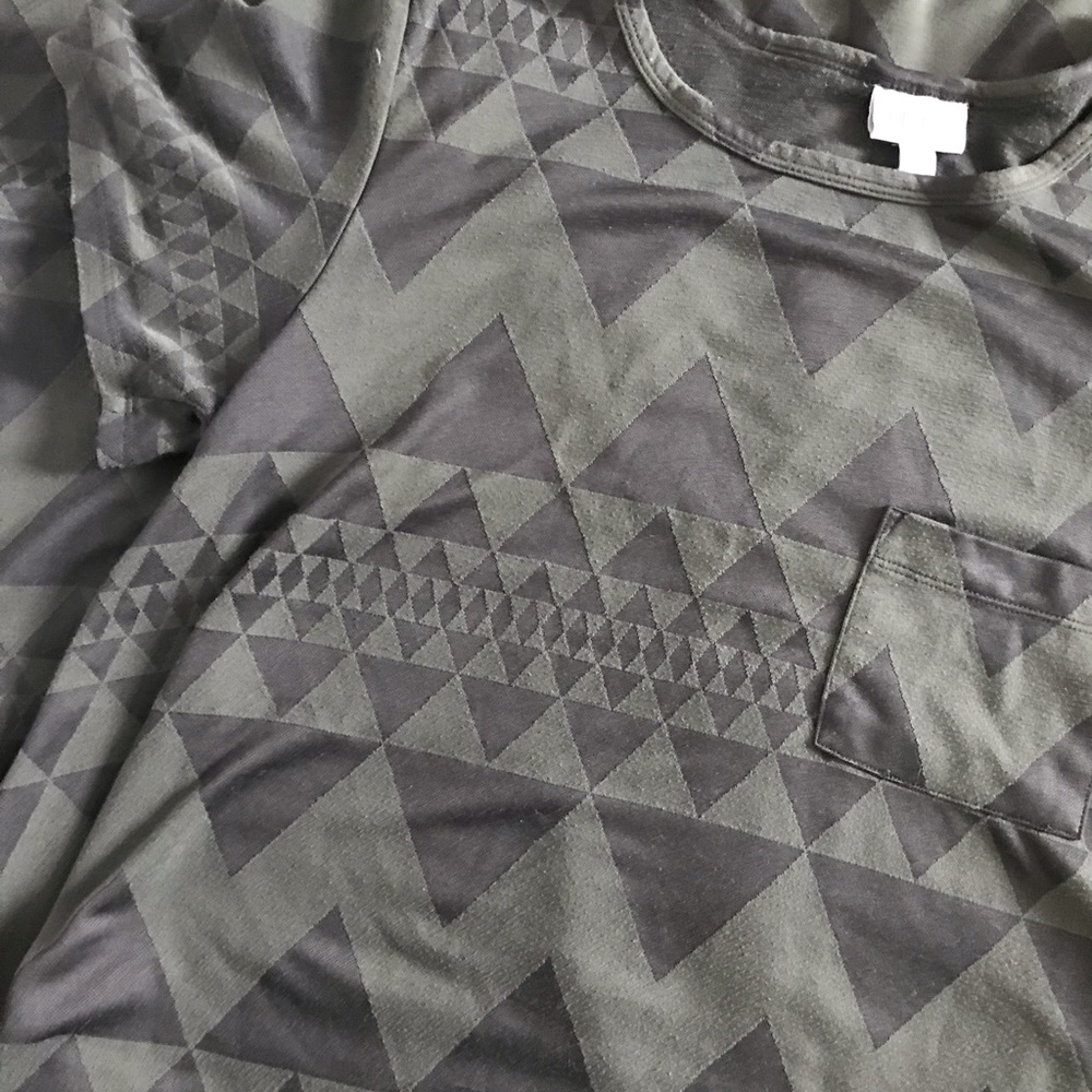 LuLaRoe Olive and Dark Green Geometric Pocket Dress - Picture 5 of 8